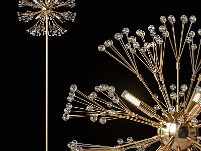 Modern Elegant Gold Floor Lamp With Crystal Ball Branch Design 3d model