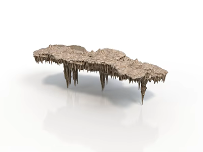 Unique Wood And Stone Table With Irregular Shape Natural Texture And Slender Supports 3d model