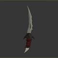 Decorative Fantasy Knife With White Sharp Blade And Red Wrapped Handle