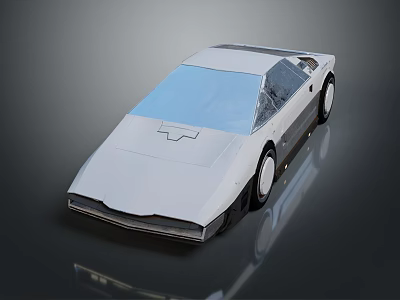 White Concept Car With Blue Roof And Sleek Futuristic Body Design 3d model