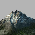 Mountain Terrain With Snow Covered Peaks Rocky Slopes And Green Vegetation