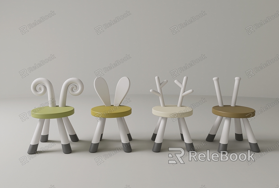 Modern Children's Chair Children's Stool Children's Book Stool model