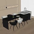 Modern Dining Table and Chair Combination Dining Table Dining Chair Single Chair 3d model