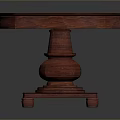 Round Wooden Dining Table With Pedestal Base And Smooth Dark Surface