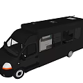 Modern Black Bus With Multiple Windows And Roof Equipment Design 3d model