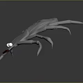White Insect Like Game Character With Multiple Legs Large Eyes Red Mouthparts And Back Scratches