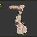White Robotic Arm With Multiple Joints And Purple Circular Bionic Components On Gray Background 3d model