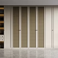Elegant Modern Wardrobe With Lattice Panel Doors Storage Shelves And Drawers