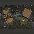 Two Vintage Military Jeep Models In Green And Brown On Rocky Display Base