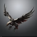Mechanical Eagle Character Design With Metallic Wings And Red Accents