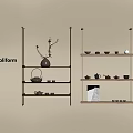 New Chinese Style Storage Rack New Chinese Style Storage Rack Tea Set 3d model