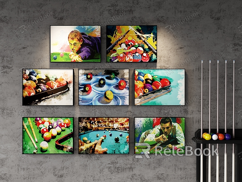 Industrial style billiard room photo wall billiard room background hanging picture model