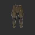 Military Green Cargo Pants with Belt Multiple Pockets and Knee Pads Design