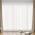 Beige And White Double Layer Curtains With Sheer Inner For Window Natural Light 3d model
