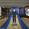 Men's Clothing Store Interior With Displayed Suit Blue Carpet And Wooden Floors