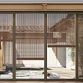 Japanese Style Bamboo Blinds For Large Windows With Courtyard View And Natural Light