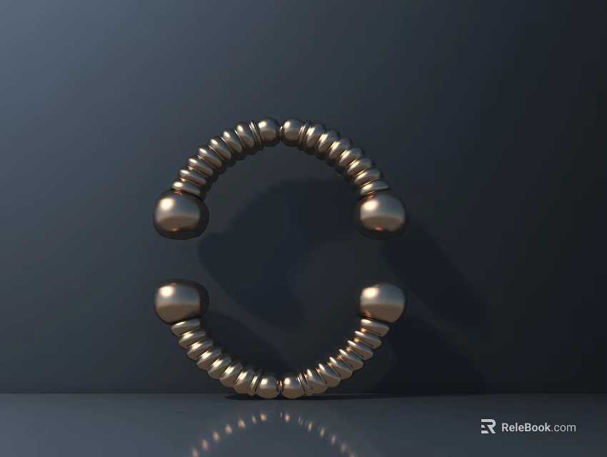 Metallic Circular Sculpture Art With Spherical Elements And Chain Like Structure 3d model