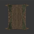 Realistic Style Wooden Shed Wooden Structure Canvas Top Rope Hanging Wooden Floor Striped Decorative Shed Frame House House House Residential House