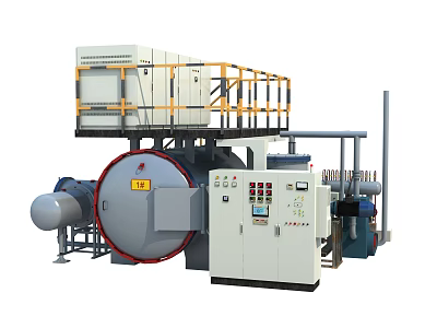 Industrial Equipment Large Circular Pressure Vessel With Control Cabinet Platform And Piping System 3d model