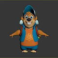 Friendly Cartoon Game Movie Character With Blue Cap Glasses Orange Shirt Blue Vest Red Backpack