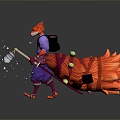 Modern game character fire fox fox warrior 3d model