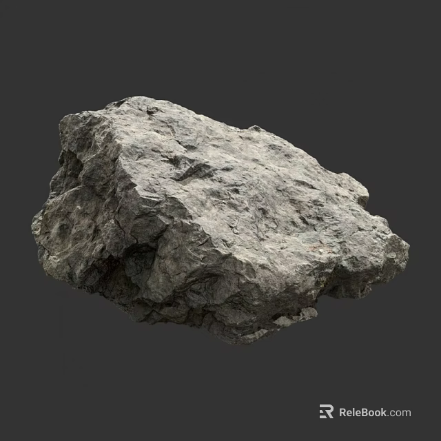 Natural Stone Rock with Rough Surface and Gray Textured Material for Construction Use 3d model 