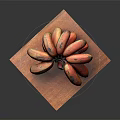 Bunch of Fresh Red and Yellow Bananas on Wooden Cutting Board