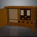 Vintage Wooden Cabinet With Open Doors Interior Storage And Decorative Knobs