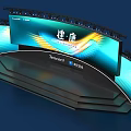 Modern Stage with Large Screen Blue Yellow Wave Design Tencent Health Event