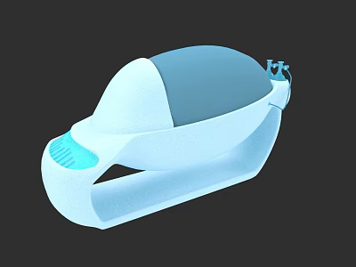Modern Light Blue Double Bed With White Frame And Curved Headboard Design 3d model