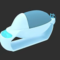 Modern Light Blue Double Bed With White Frame And Curved Headboard Design