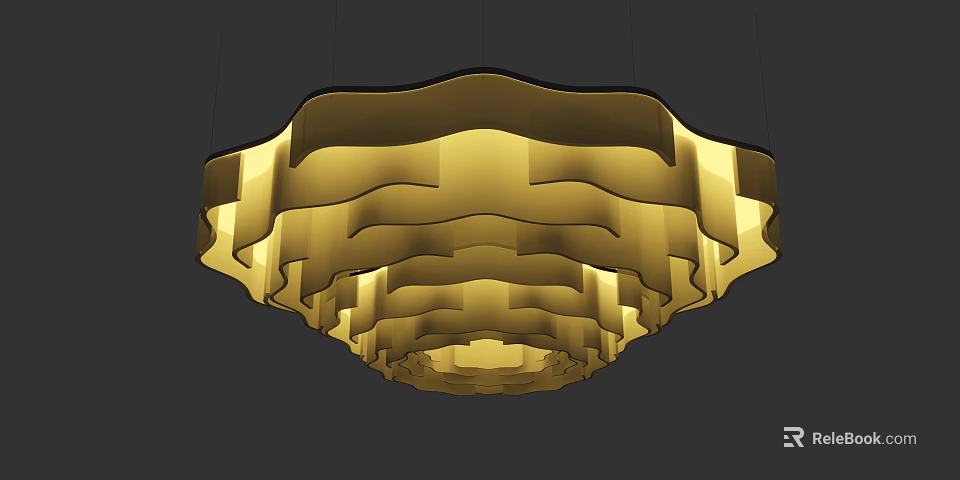 Modern Layered Wavy Design Chandelier With Warm Light For Home Interior Decorative 3d model 
