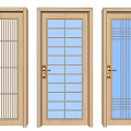 Wooden Swing Doors With Various Grid Pattern Glass Panels For Home Interior 3d model