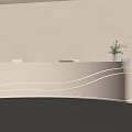 Modern Bar Counter With Curved LED Strip Lighting Beige Wall And White Chairs