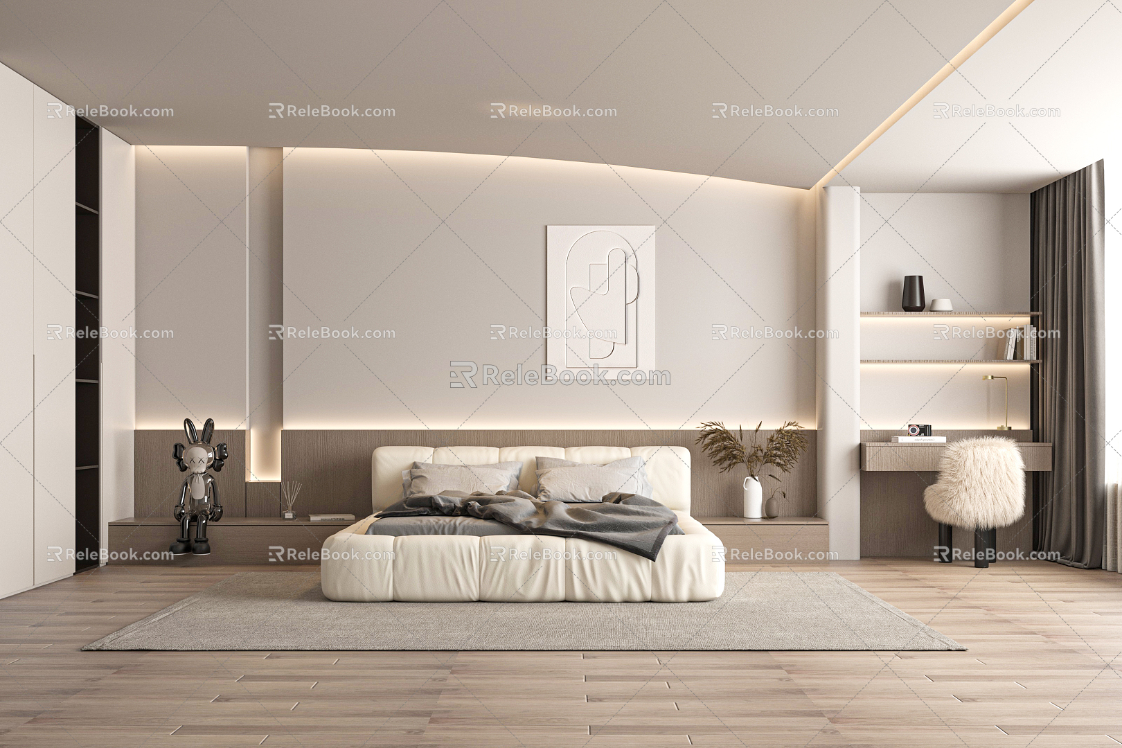 Modern Bedroom Cream Bedroom 3d model