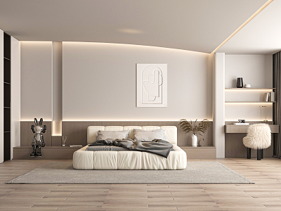 Modern Bedroom Cream Bedroom 3d model