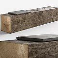 Rustic Wooden Long Blocks Featuring Gray Slabs On Top Surface 3d model