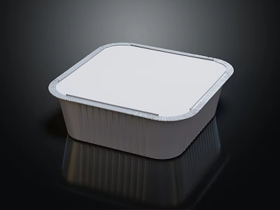 Stylish Decorative Ornament Set With White Square Design Silver Rim On Reflective Black Background 3d model