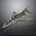 Detailed Navy Fighter Jet Model Featuring Gray White Yellow Blue Markings Cockpit And Missiles