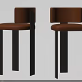 Modern Orange Upholstered Bar Stools With Black Metal Legs And Sleek Design