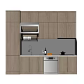 Modern Kitchen Interior With Gray Cabinets Microwave Dishwasher Sink And Countertop 3d model