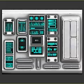 Advanced Electronic Control Panel Featuring Green Illuminated Displays And Functional Buttons