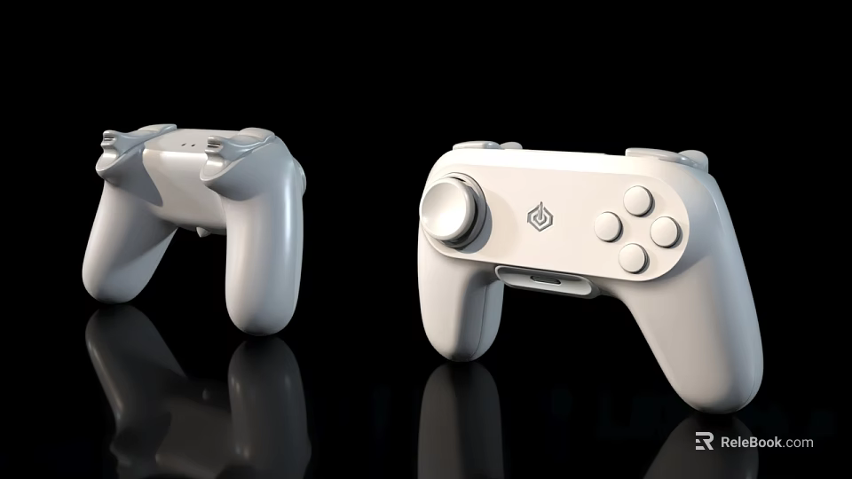 Two Sleek White Game Controllers With Modern Design For Gaming Characters 3d model 
