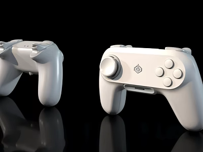 Two Sleek White Game Controllers With Modern Design For Gaming Characters 3d model