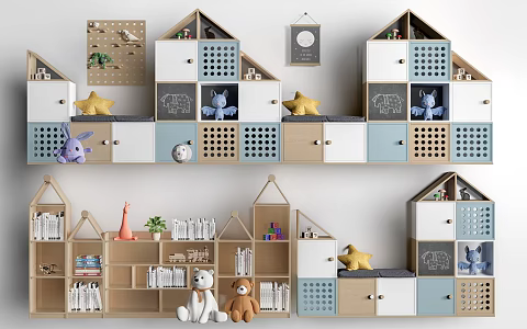 Modern Children's Storage Cabinet Children's Storage Rack Children's Bookcase 3d model