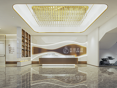 Light Luxury Beauty Salon Hall Medical Beauty Hospital Hall Reception Hall Front Desk Beauty Salon Reception Hall Rest Area Chandelier 3d model