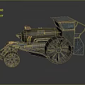 Vintage Steam Powered Vehicle With Large Wooden Wheels And Metal Structure