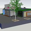 Modern Building Design Featuring Green Roof Outdoor Terrace Tables Chairs And Trees