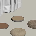 Round Woven Floor Cushions in Different Textured Fabrics for Modern Living Space