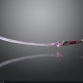 Ornate Decorative Sword With Elaborate Hilt Red Gold Accents And Sharp Blade